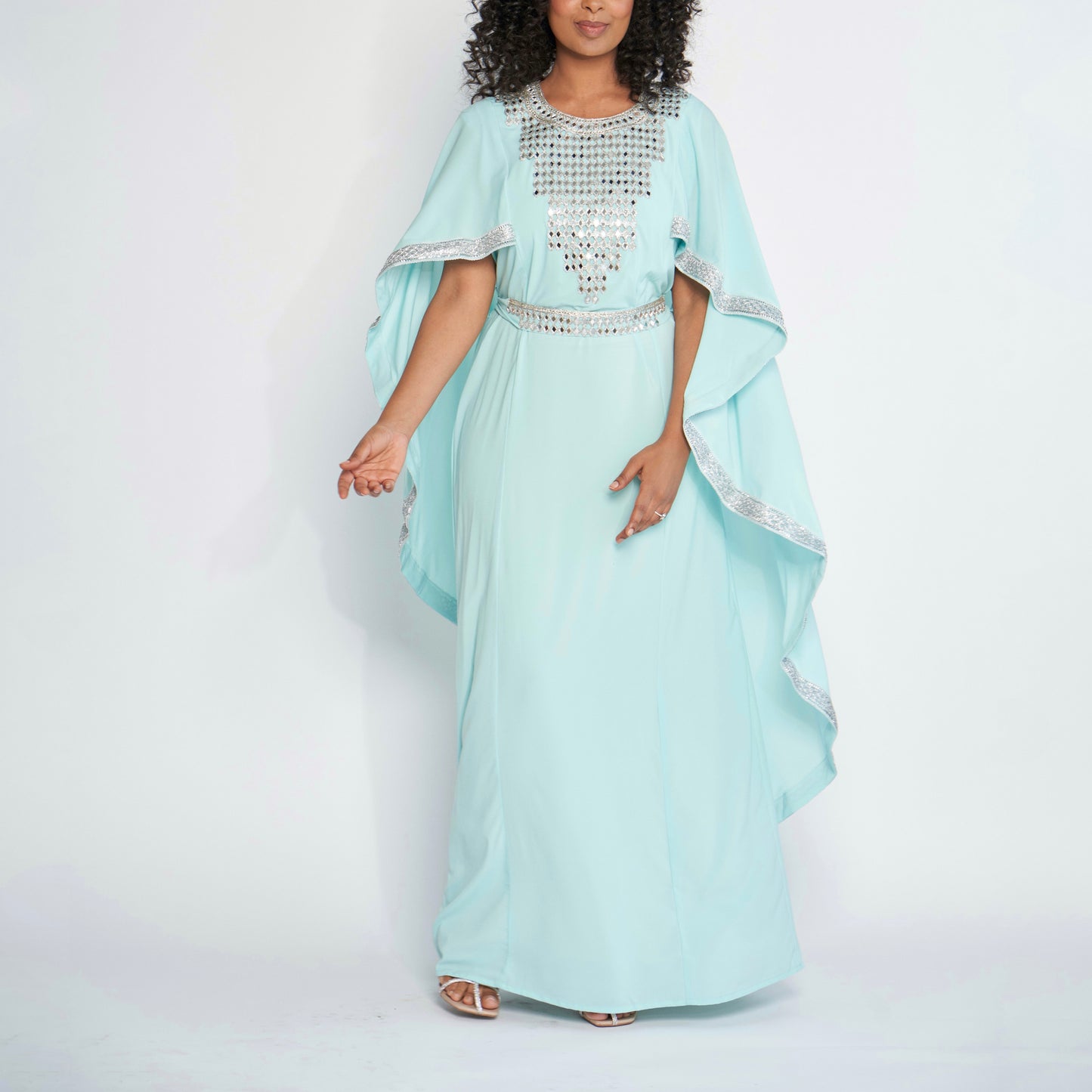 Mirrored Cape Dress - Baby Blue