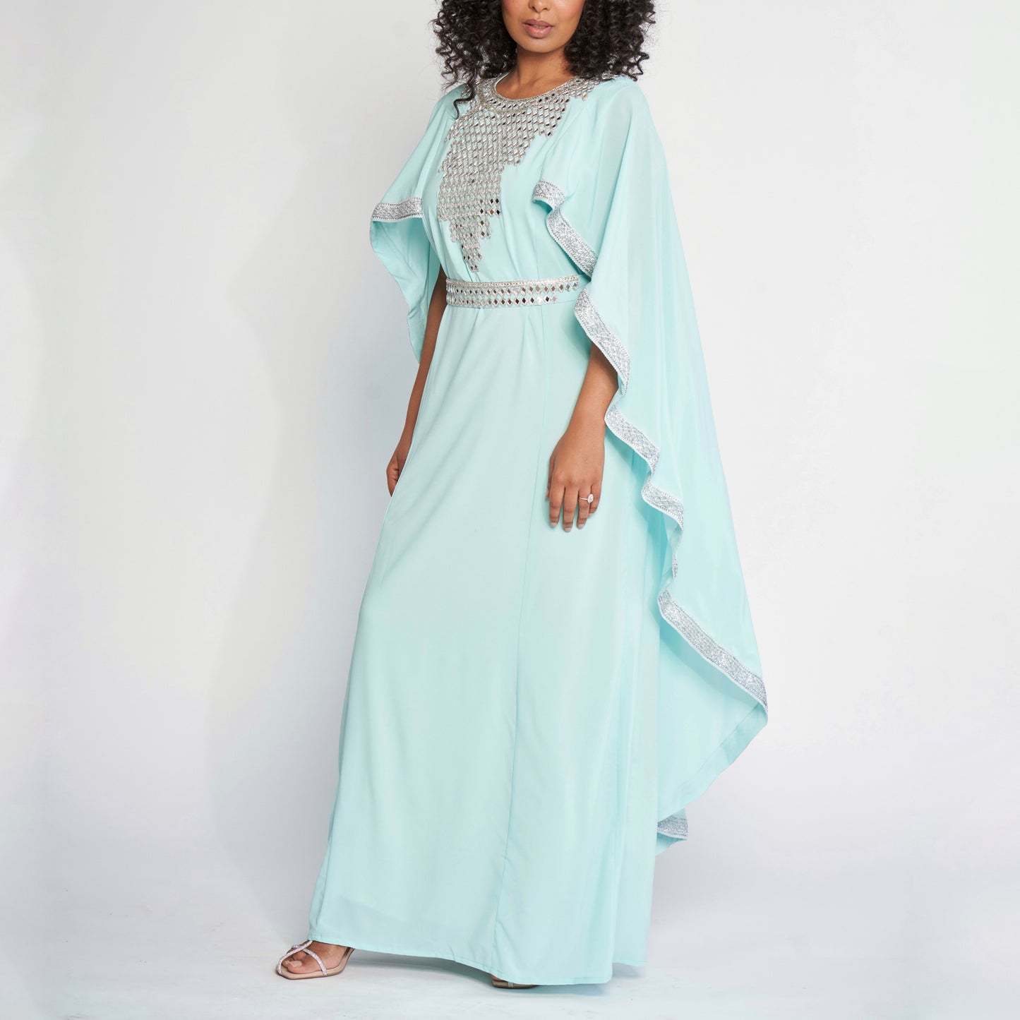 Mirrored Cape Dress - Baby Blue