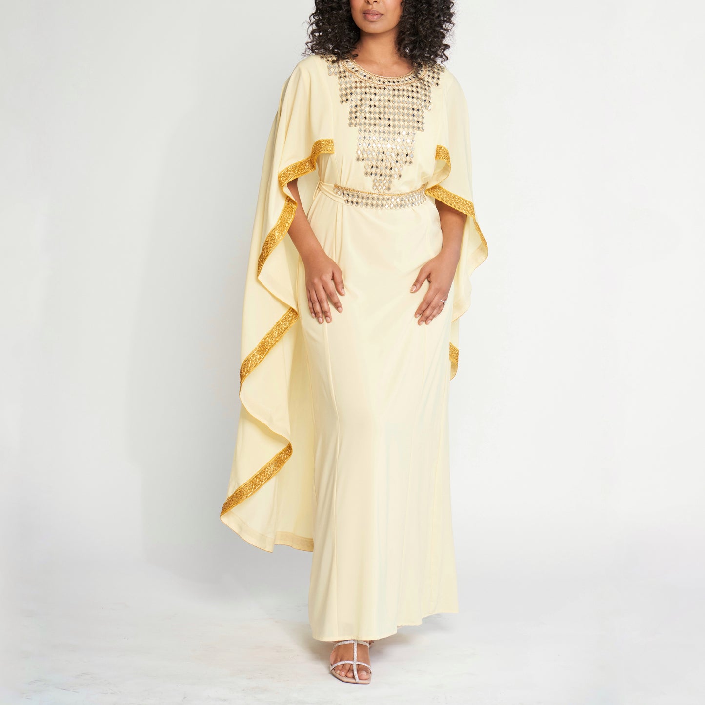 Mirrored Cape Dress - Lemon Yellow