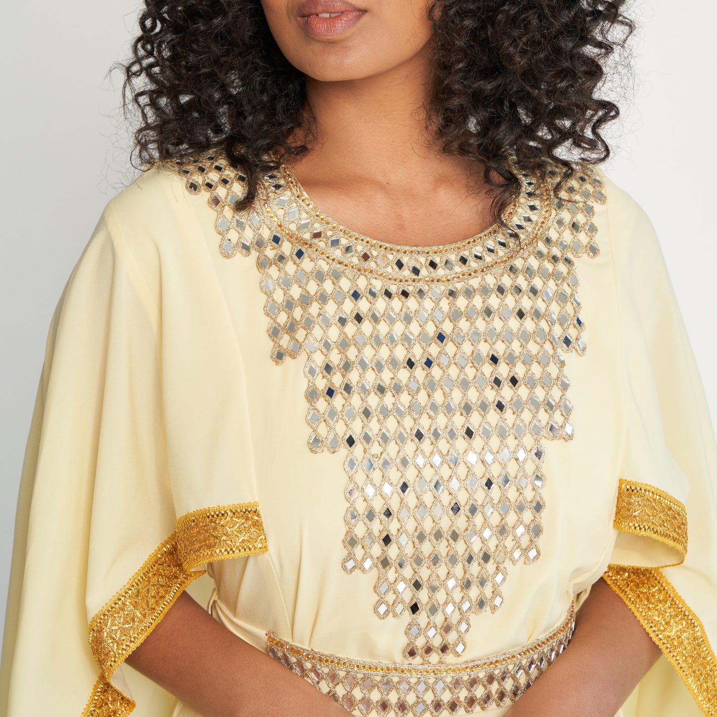 Mirrored Cape Dress - Lemon Yellow