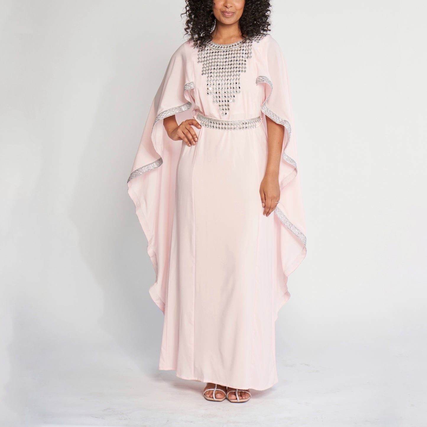 Mirrored Cape Dress - Baby Pink