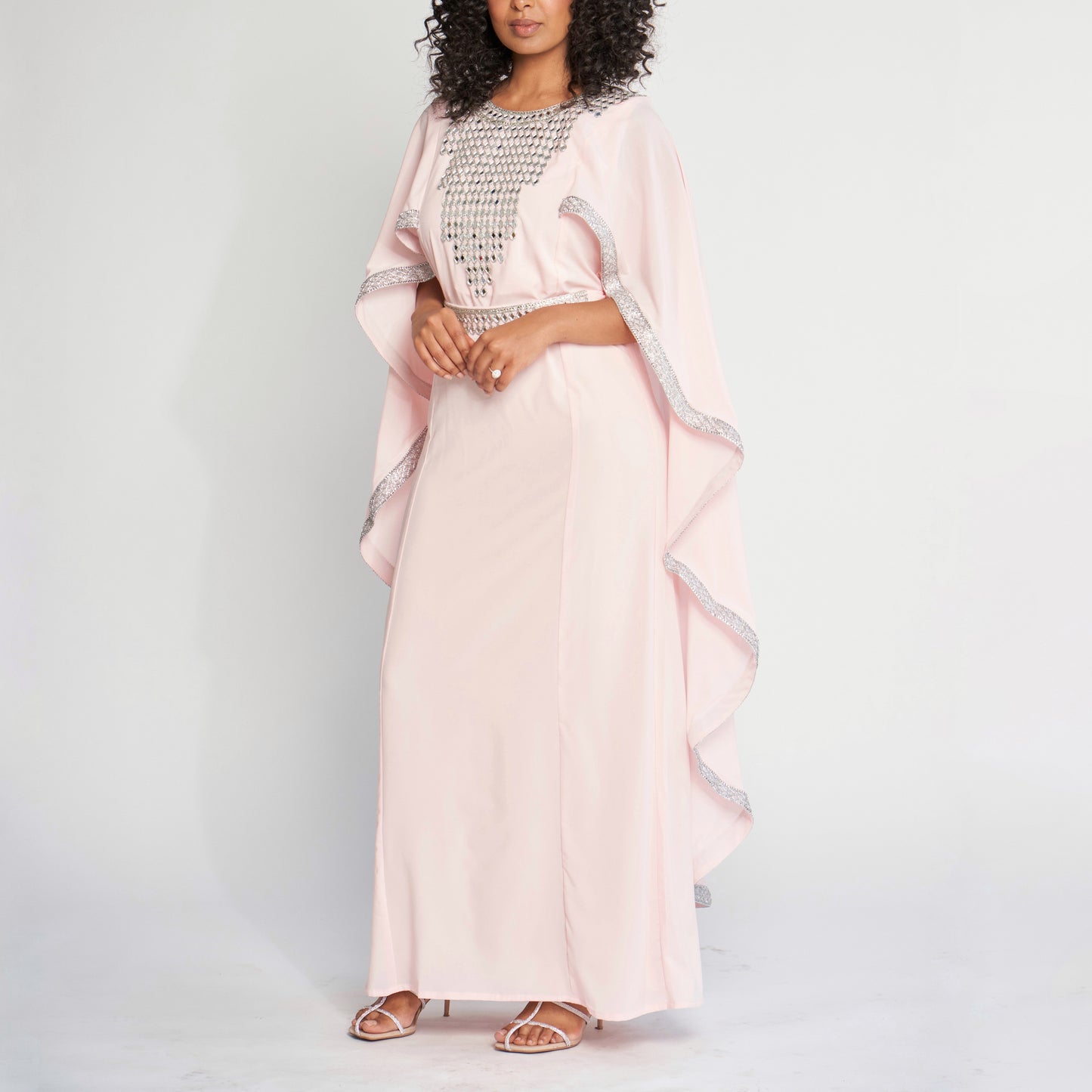 Mirrored Cape Dress - Baby Pink