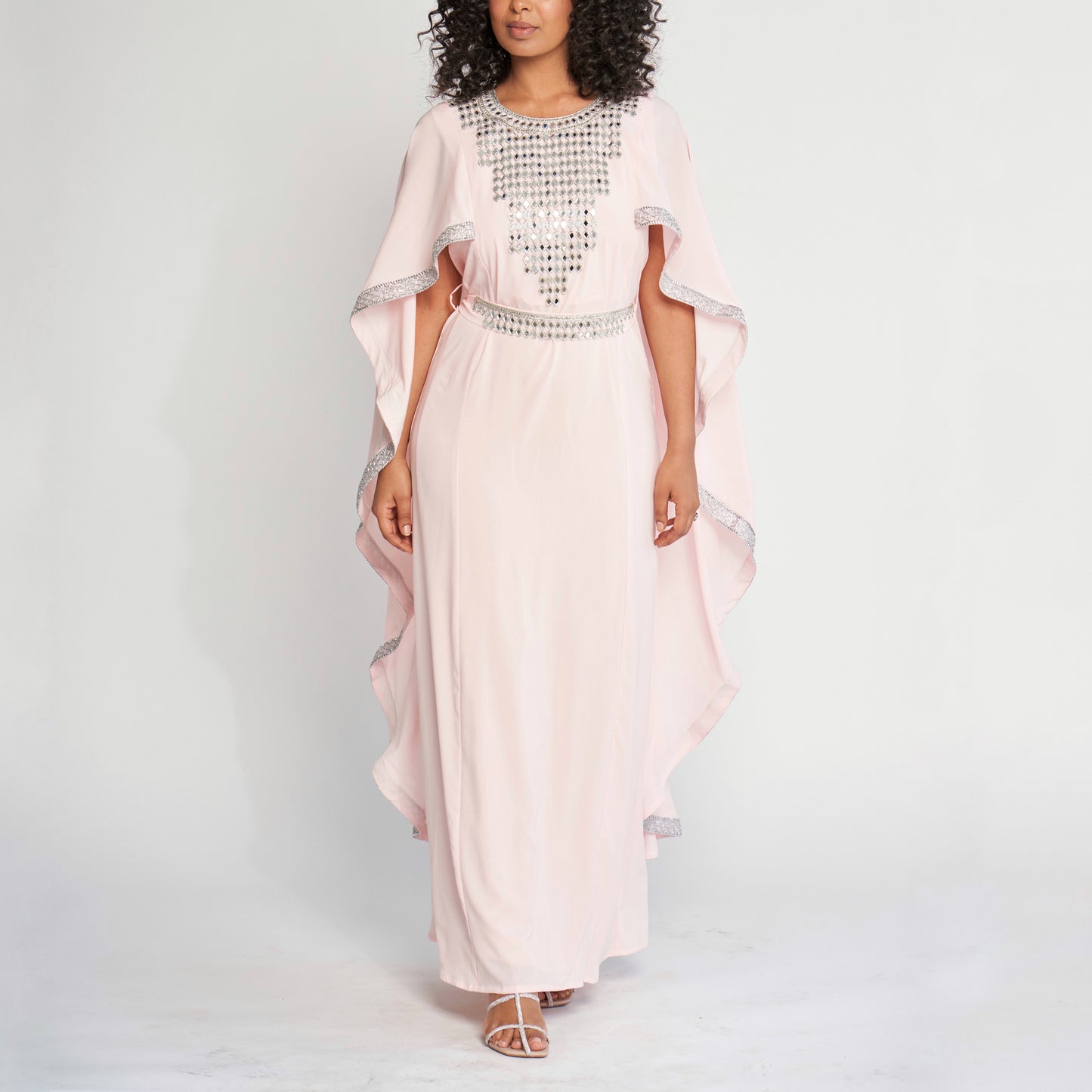 Mirrored Cape Dress - Baby Pink