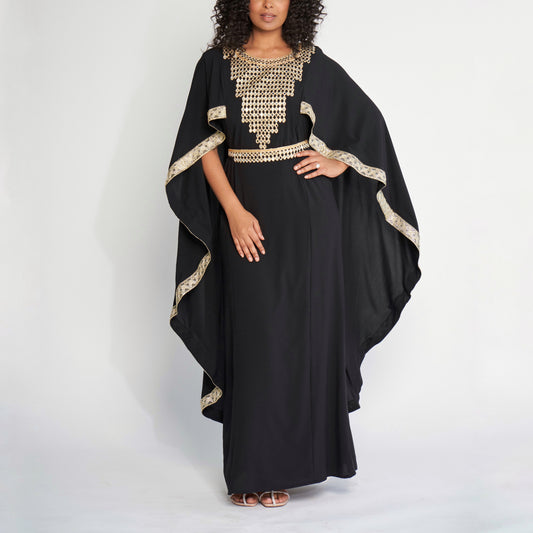 Mirrored Cape Dress - Black