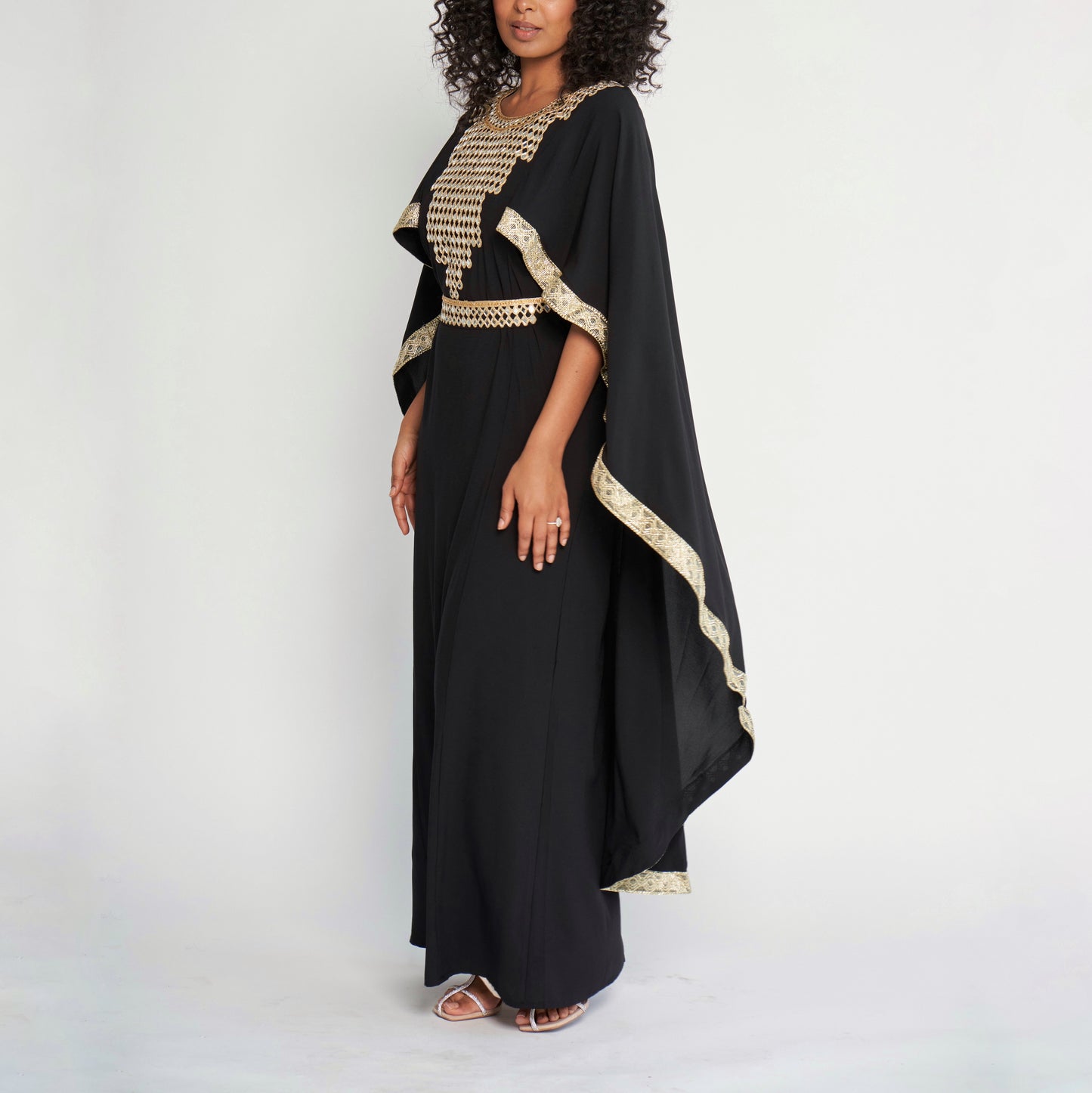 Mirrored Cape Dress - Black