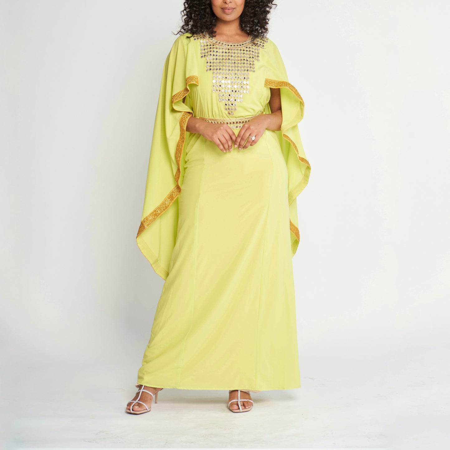 Mirrored Cape Dress - Lime Green