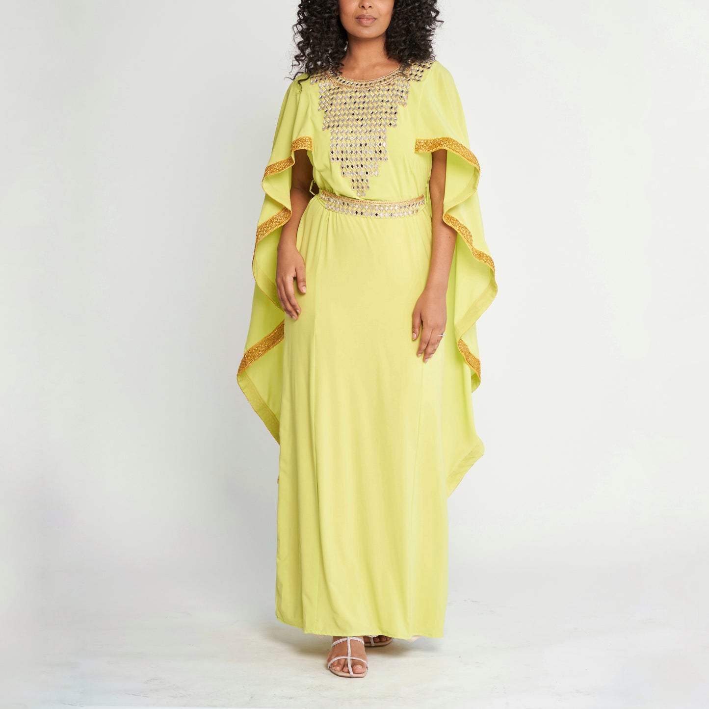 Mirrored Cape Dress - Lime Green