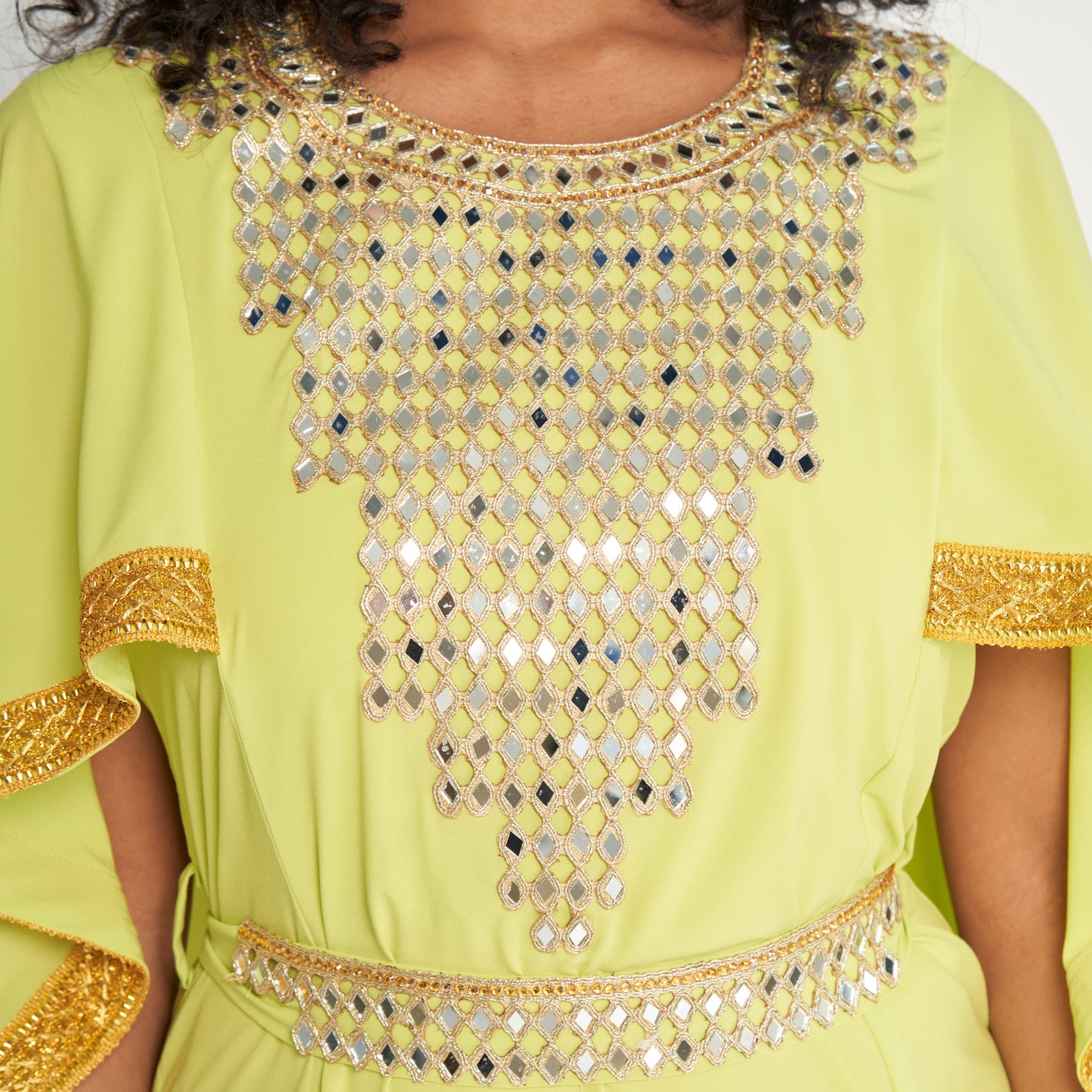 Mirrored Cape Dress - Lime Green